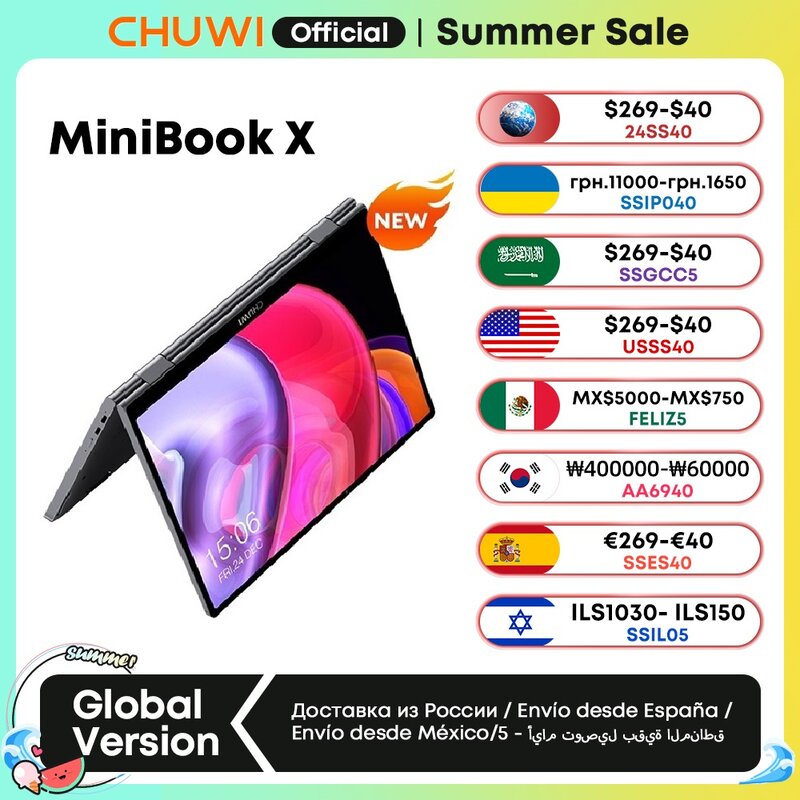 Chuwi-ミニノートブックタブレット,2 in 1,intel n100,n5100,10.51インチ,fhd,ipsスクリーン,12gb,lpddr5,512g ssd,Windows 11