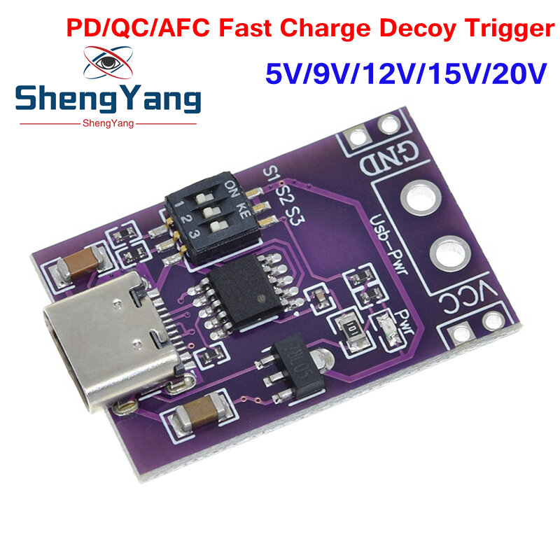 Type-c USB PD/QC/AFC szybkie ładowanie Decoy wyzwalacz wsparcie 5V 9V 12V 15V 20V stałe napięcie wyjściowe dla telefonu słoneczna szybka ładowarka