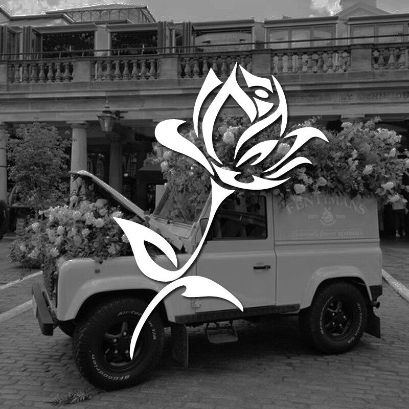 ملصق سيارة زهرة الورد الجميل ، عزز مظهر سيارتك بصائق فينيل مقاوم للماء