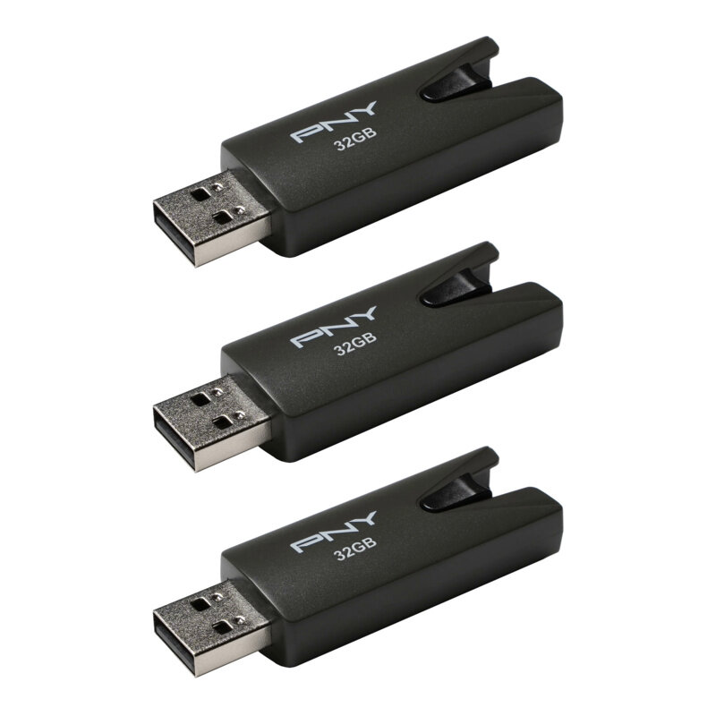 PNY 32GB Attache USB 2.0 Flash Drive, 3-Pack