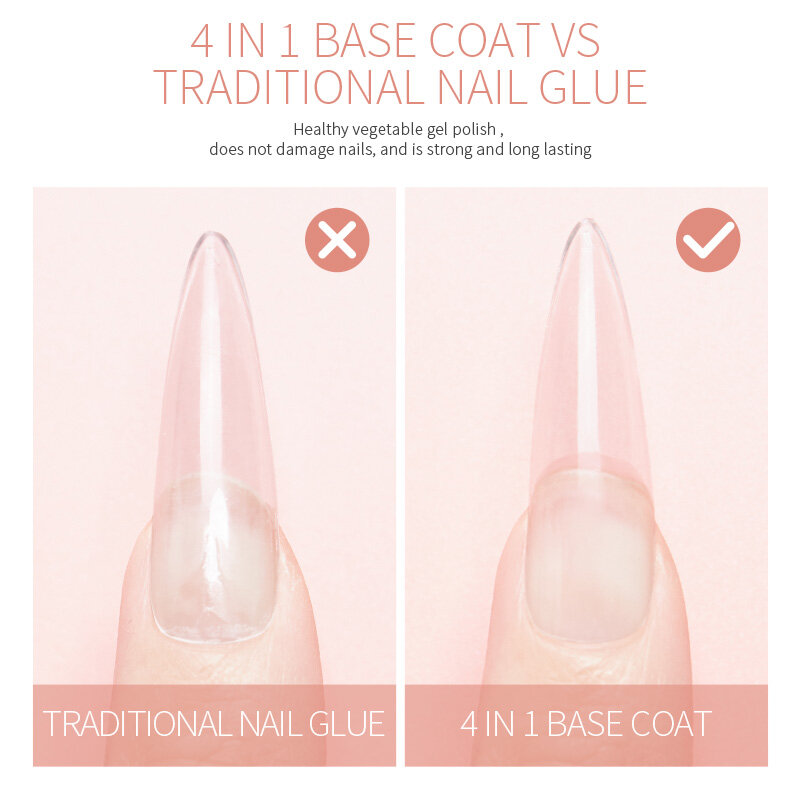 Bozlin 4 in 1 basis coat gel 15ml functie gel nagellak weken van led/uv gel nagellak langdurige nagel tip lijm art tools