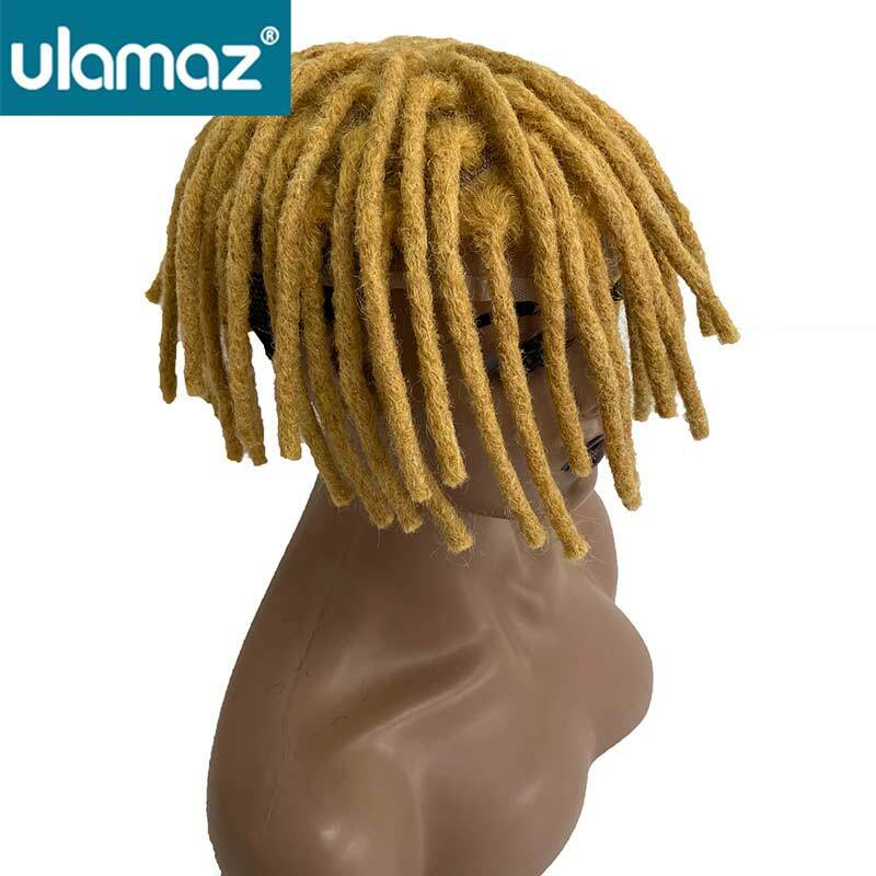 Dreadlocks parrucca uomo parrucchino in pizzo pieno 8 "parrucca intrecciata colore puro protesi per capelli maschili parrucca Afro per capelli per uomo e donna