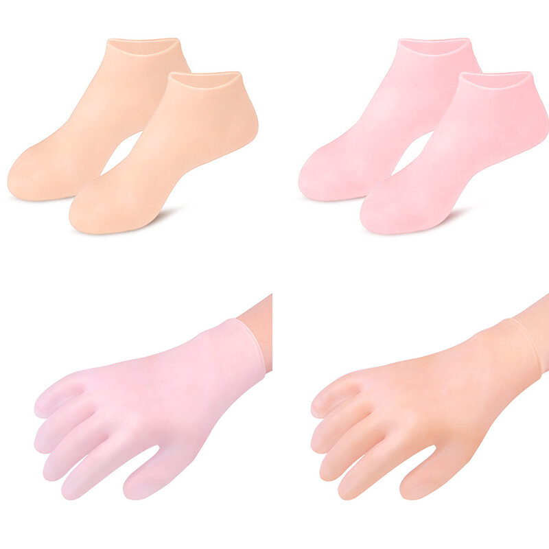 1 para silikonowych żel nawilżający skarpety do pielęgnacji stóp Spa do użytku domowego, skarpetki popękana skóra na stopach ochraniacze do pielęgnacji skóry przed pękaniem rękawic