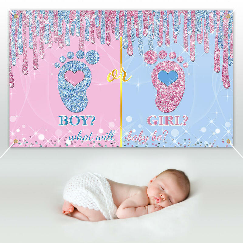 Gênero do bebê revela tecido de fundo, Banner de decoração de festa, bandeira de fotografia infantil, azul e rosa, novo, 2023