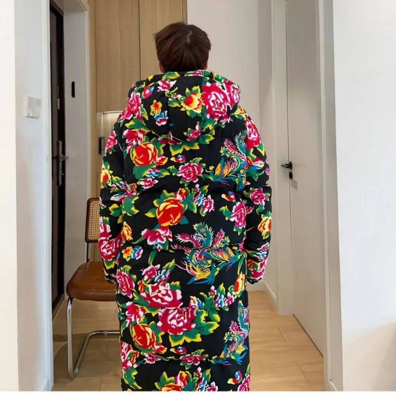 Jaqueta de algodão grande flor, moda inverno, celebridade Internet, estilo chinês, novo, venda quente, 2023