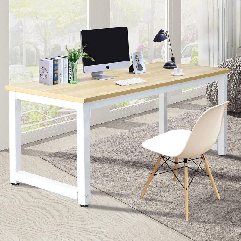 NSdirect Modern Computer Desk 63 Inch Large Office Desk, Writing Study Table for Home Office Desk Workstation Wide Metal Sturdy