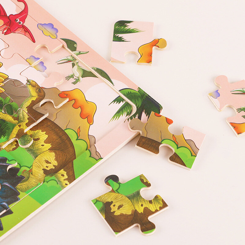 Nuovi Puzzle in legno da 30 pezzi bambini dinosauro animale cartone animato aereo Puzzle bambino educazione precoce e giocattoli da costruzione intellettuale