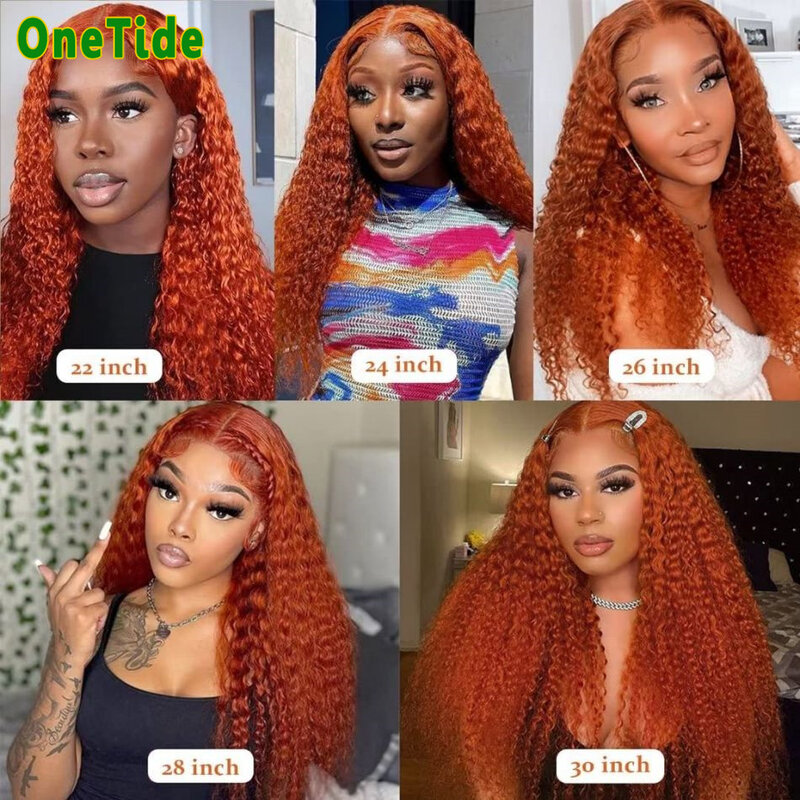 Ginger Lace Front Wig Curly Wave Human Hair Wig 13x4 Transparent Lace Front Wigs For Women 12A Remy Human Hair Lace Frontal Wig