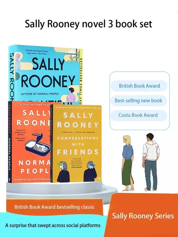 Juego de 3 libros de conversación con amigos, personas normales, mundo hermoso, donde estás Sally Rooney, vida novedosa, ficción para adultos, Livro