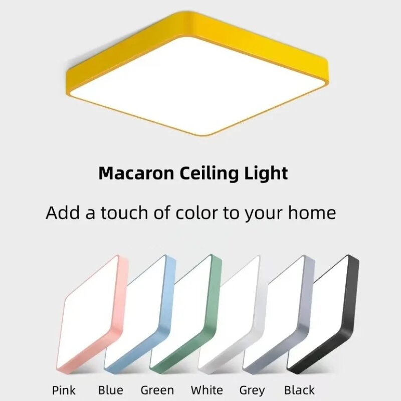Moderne LED-Decken leuchte nordische quadratische Macaron Farbe Eisen dekorative Licht Schlafzimmer Wohnzimmer Kinderzimmer Innen haus Licht