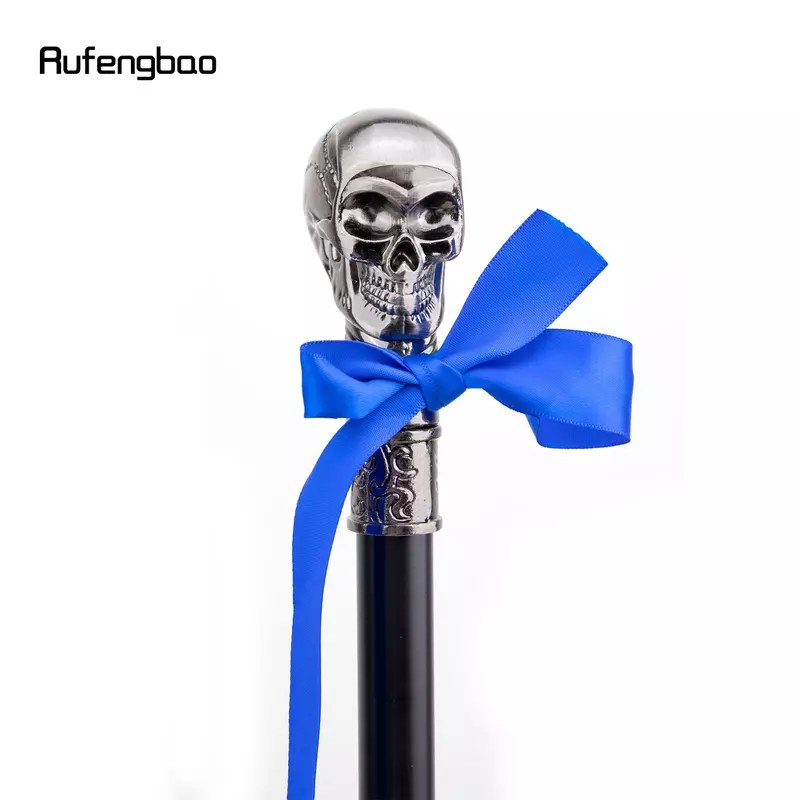 Skull Head with Bow Tie Single Joint Fashion Walking Stick Decorative Cospaly Party Walking Cane Halloween Crosier 93cm