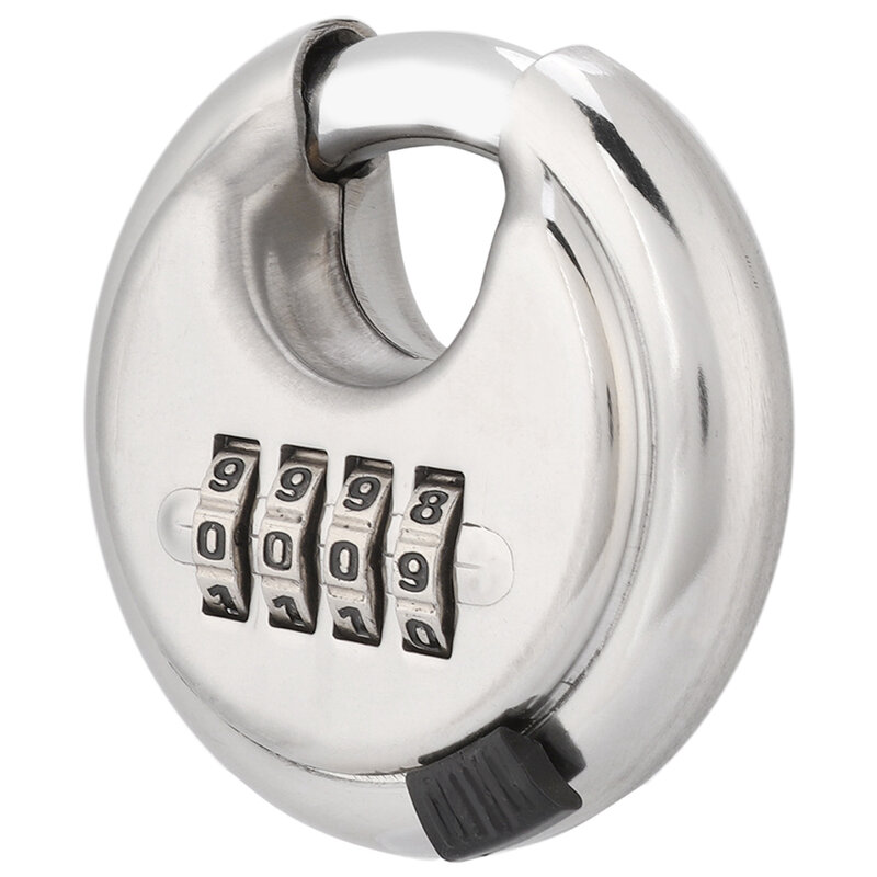 4-Dial Combination Lock Password Round Padlock Key Stainless Steel Password Locks For Outdoor Warehouse Fences