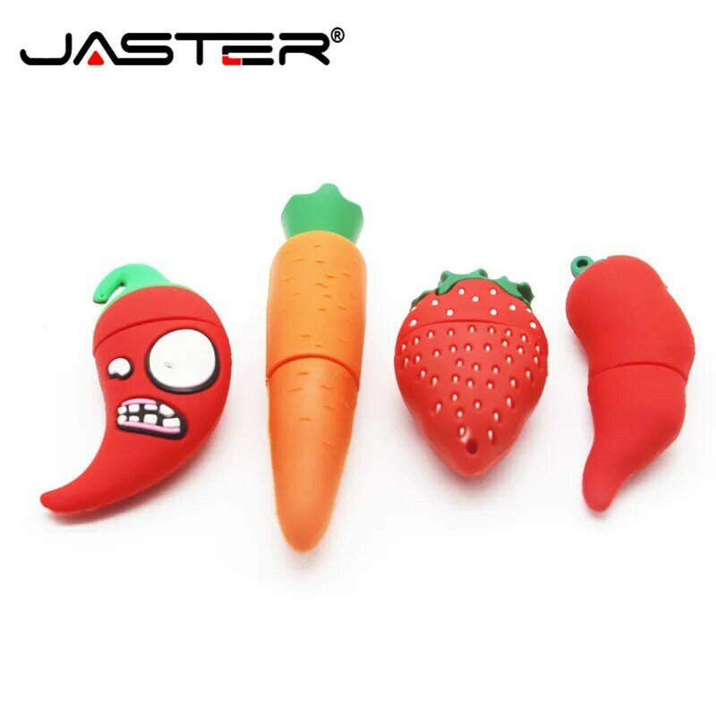 JASTER Strawberry Model USB 2.0 Flash Drives 64GB 32GB U disk pendrive 16GB 8GB Fruit Vegetable Memory stick Gifts for children