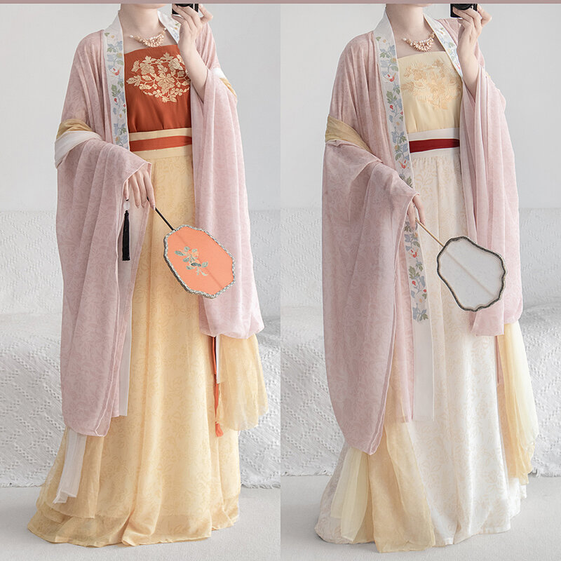 Женское платье с вышивкой, новинка весны-лета, шифоновое платье ханьфу, комплект женского элегантного улучшенного платья ханьфу