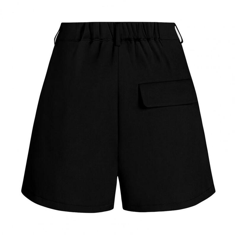 High Waisted Women Shorts Elegant Women's High Waist A-line Shorts with Pockets for Office Wear Business Style Chic Button