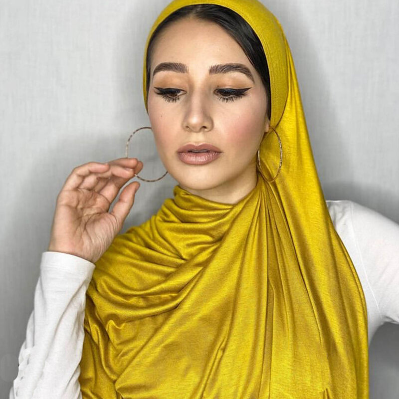Grosir 170X60cm Katun Polos Jersey Syal Hijab Syal Warna Solid dengan Baik Stitch Elastis Lembut S untuk Syal Wanita