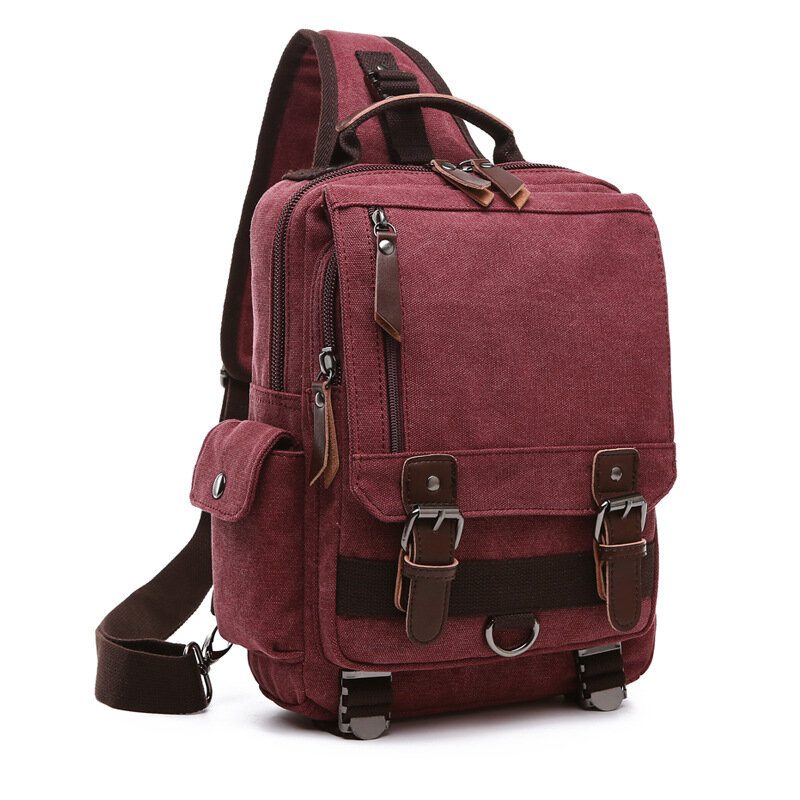 Модный холщовый рюкзак, уличная дорожная нагрудная сумка, вместительный скошенный мужской ранец на плечо