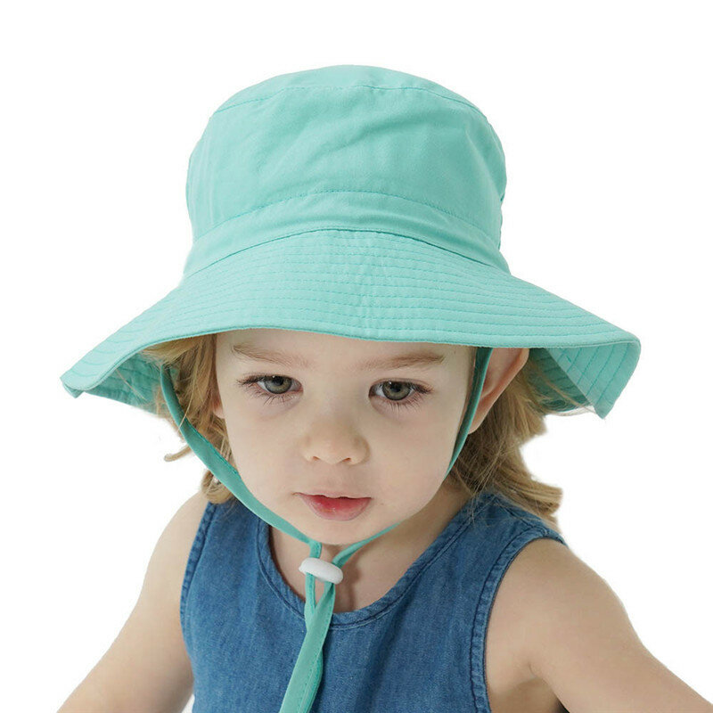 여아 및 남아용 여름 태양 모자, 야외 자외선 차단 어린이 비치 캡, 버킷 캡