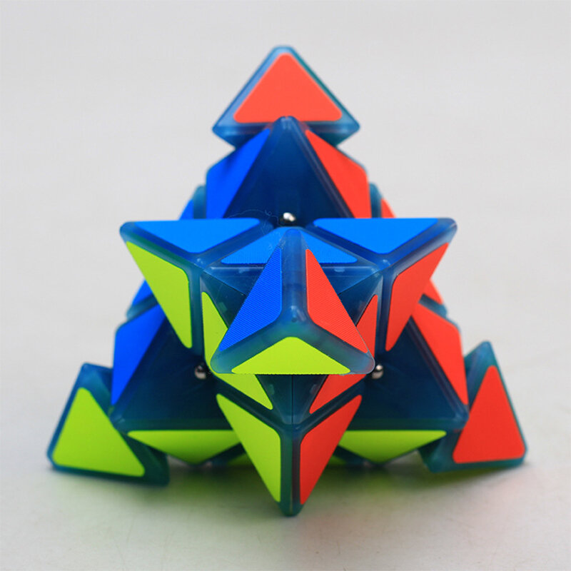 Cubo Pirâmide Magnético Brilho Azul para Crianças, Quebra-cabeça Velocidade Mágica, Brinquedos Sem Adesivo, 3x3