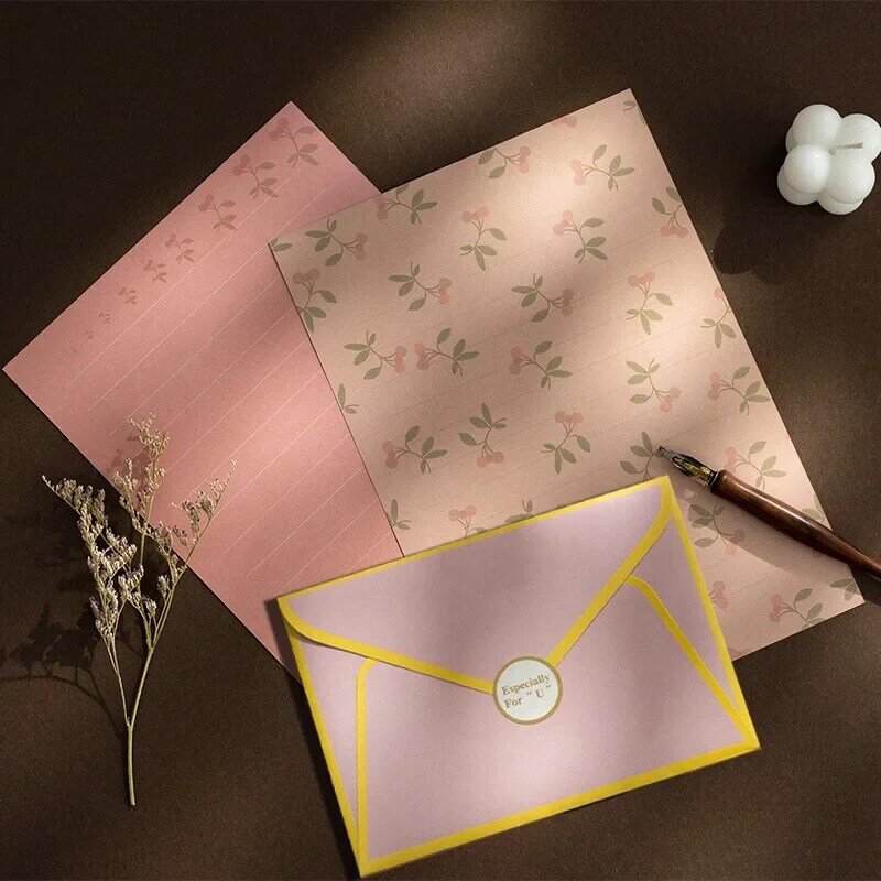 12pc/set Ins Floral Envelopes Kawaii Letter Pads DIY Wedding Party Invitations Cards Envelopes with Stickers Korean Stationery