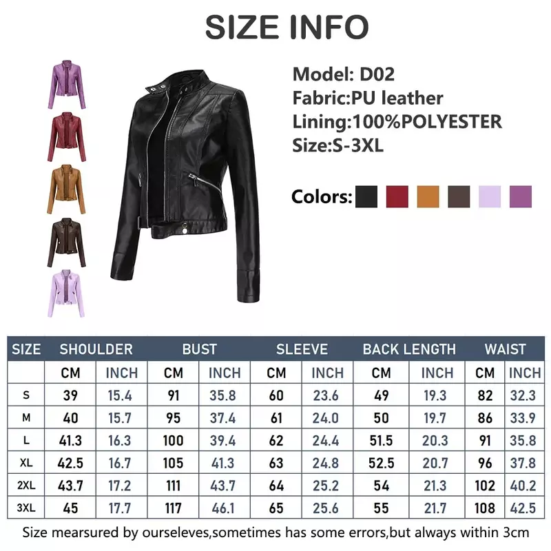 Jaqueta de couro sintético de tamanho grande feminina, casaco bonito feminino, top curto, slim fit, zíper, casacos, roxo, primavera, outono, xxxl