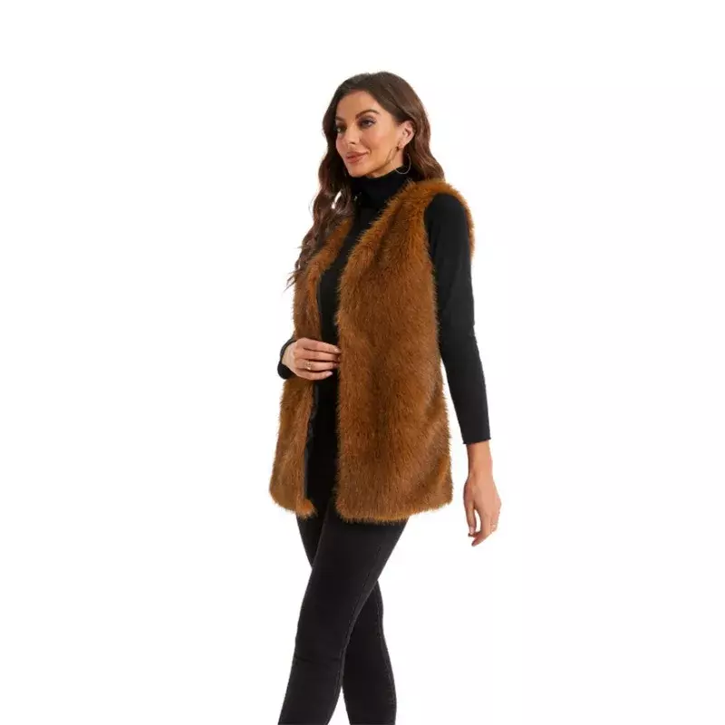 Роскошные теплые жилеты, куртки, пальто, куртка, Женская модная зимняя безрукавка из искусственного меха