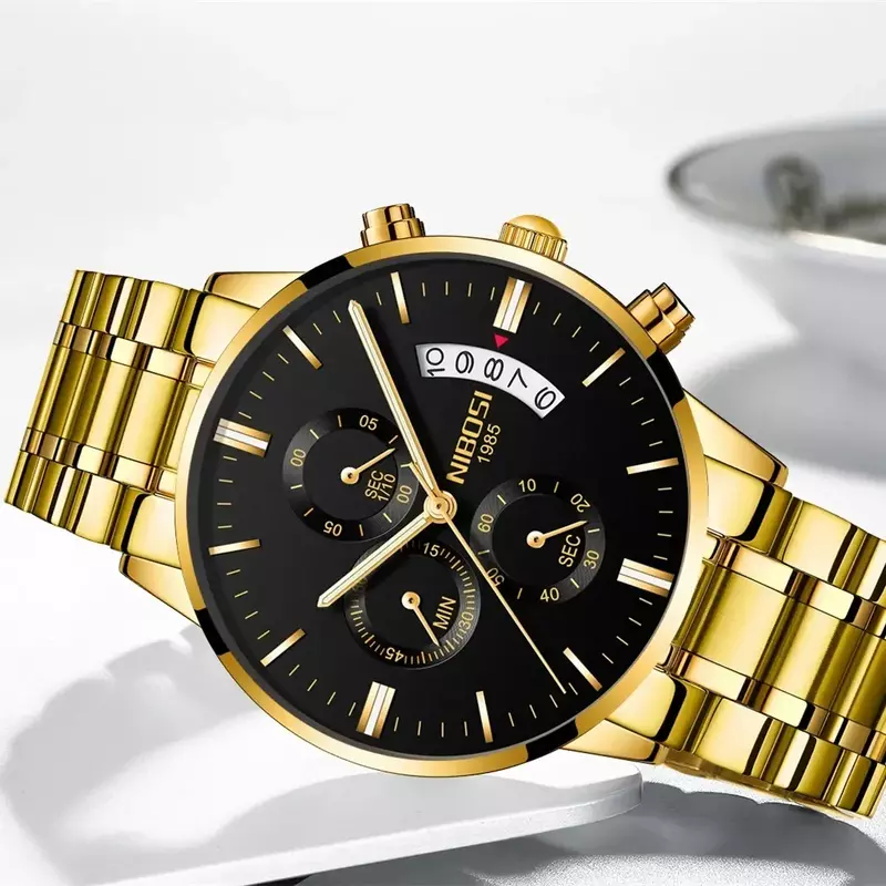 NIBOSI – montre-bracelet à Quartz pour homme, marque de luxe, célèbre, mode décontractée, chronographe, style militaire
