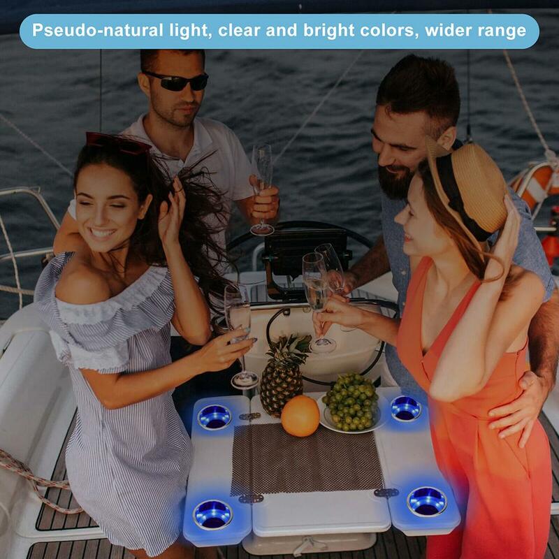 2Pcs LED Blue Cup Drink Holders Waterproof Stainless Steel Drink Holders for Marine Yacht Boat Camper Truck RV Seating