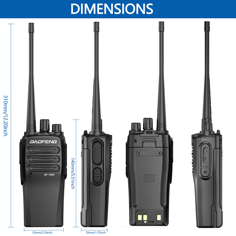 BaoFeng-walkie-talkie de alta potencia, Radio bidireccional de largo alcance, transmisor de carga tipo C, actualización BF 1909 S UV 5R UV 82, 12W, 888