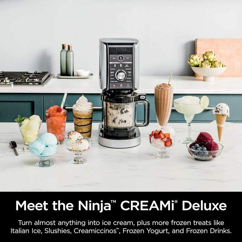 CREAMi Deluxe Ice Cream Treat Maker, 11 em 1, Sorbet, Milkshake, Bebidas, 11 Programas, NC501
