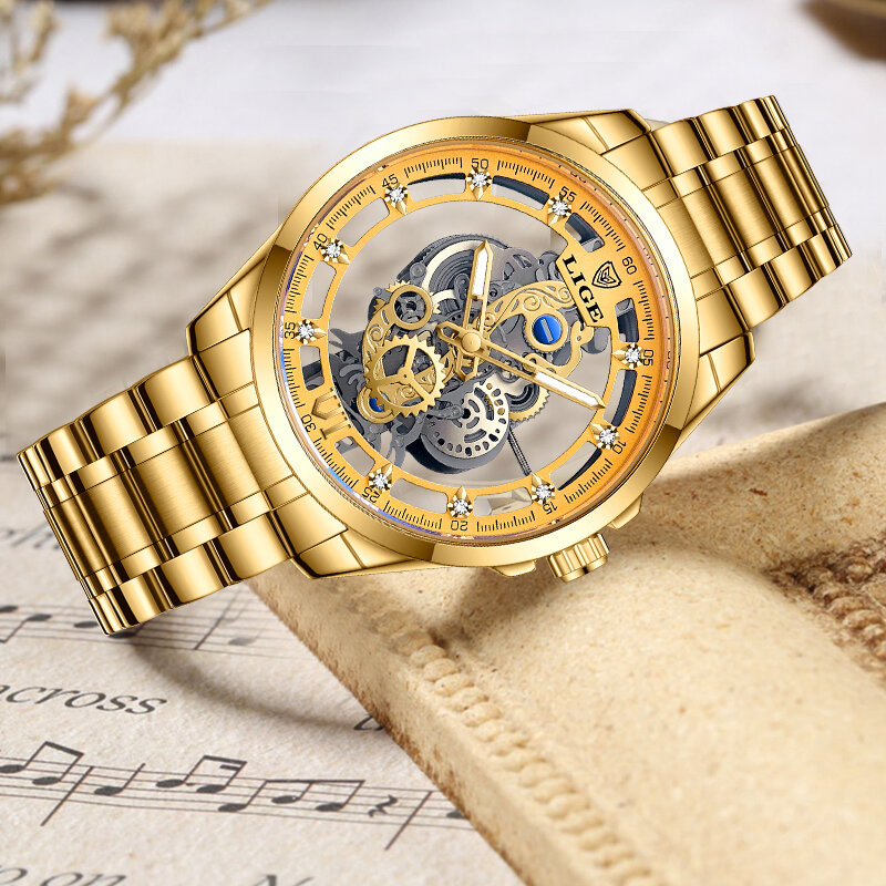 Lige Frau Uhr Marke Luxus Edelstahl Damen Quarz Armbanduhr wasserdicht Freizeit kleid Frauen Uhr Reloj Mujer