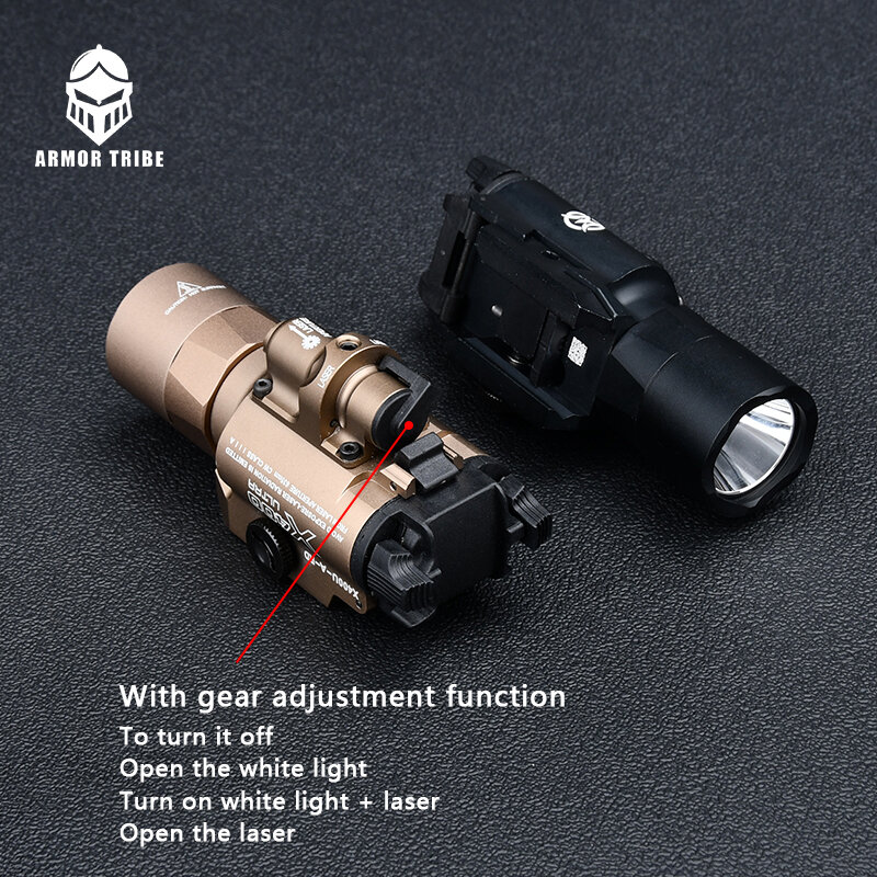 Tático surefir x400u x400 ultra lanterna com vermelho/verde laser pistolwadsnhandgun arma de caça luz iluminação de campo ao ar livre