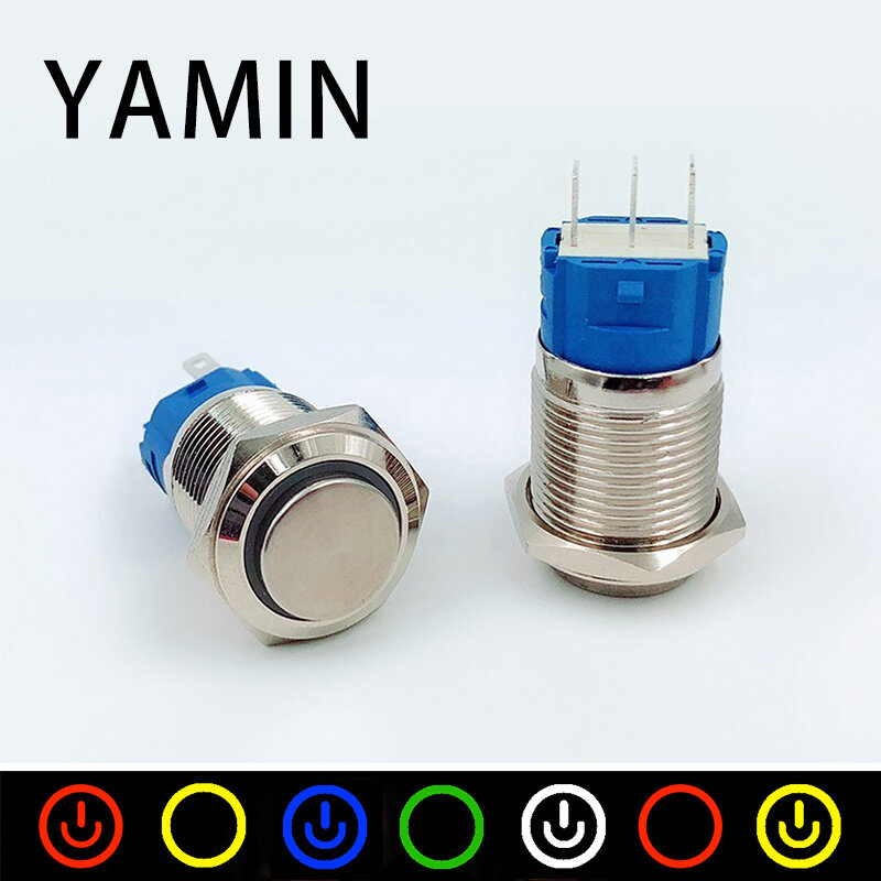 16mm Waterproof IP65 Metal Push Button Switch LED Lamp Momentary/self-locking Latching Maintained Car Auto Engine PC Power