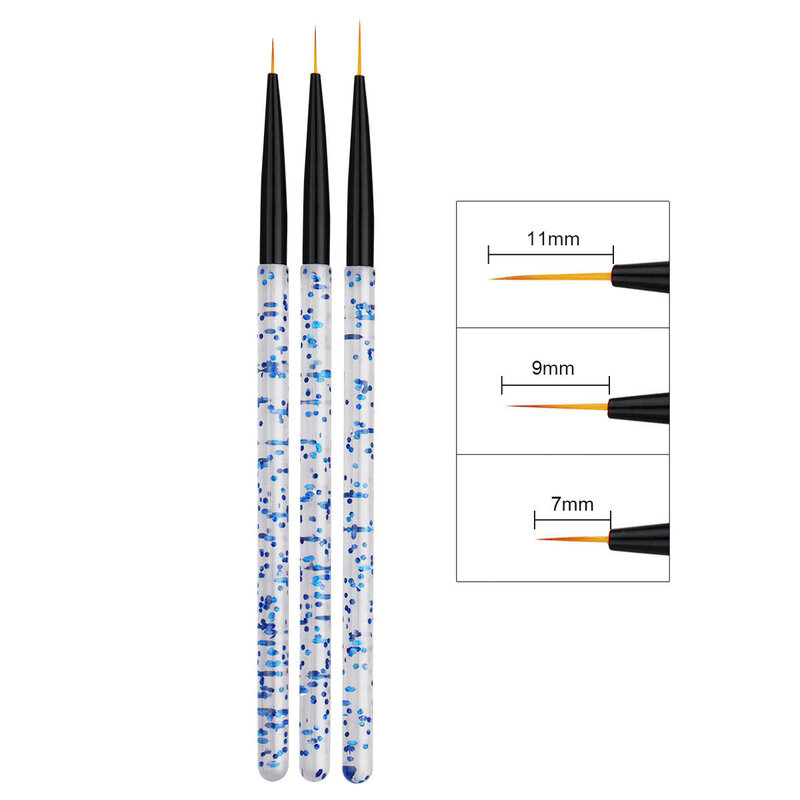 Hot Sale 7/9/11mm Sequins Nail Art French Acrylic Painting Brush Flower Design Stripes Lines Liner DIY Drawing Pen Manicure Tool