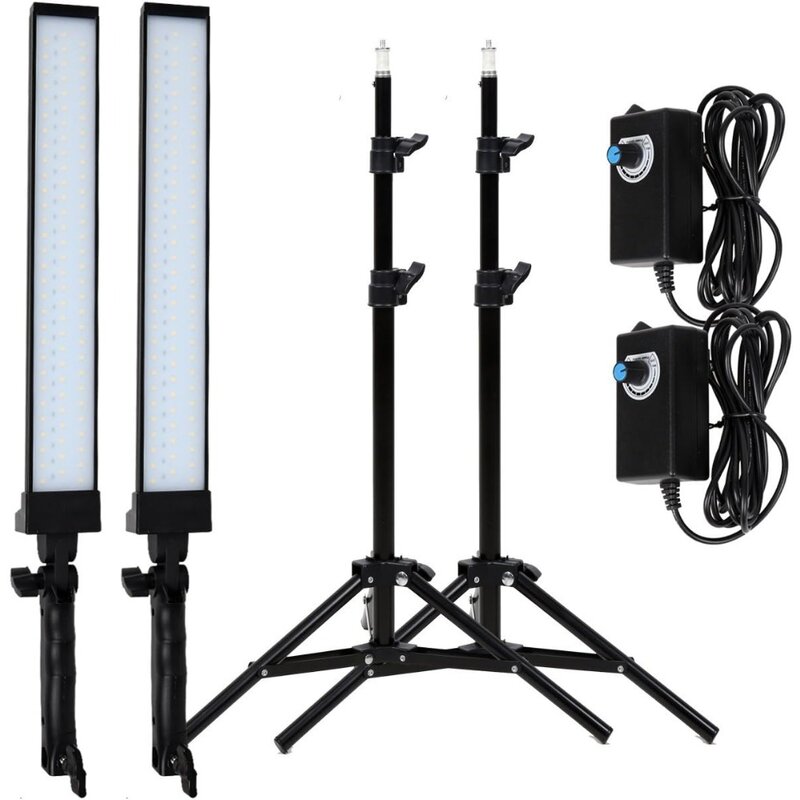 写真スタジオLED照明キット、スタンドと三脚付きの調整可能なライト、写真ビデオ詰め替えライト、180