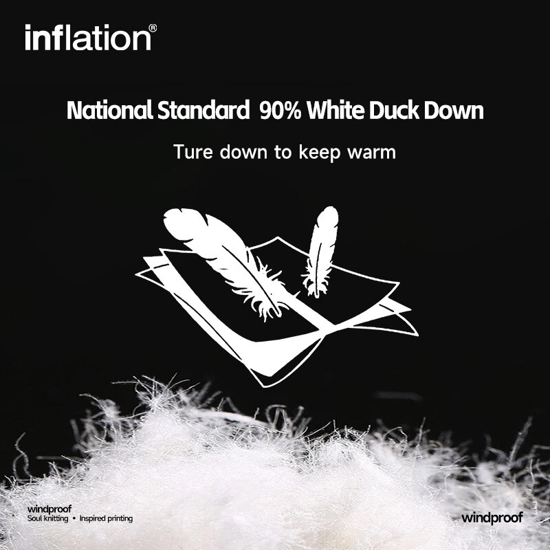 INFLATION-Veste matelassurera à col montant pour homme, coupe-vent, 90% duvet de canard blanc, pour l'extérieur, unisexe