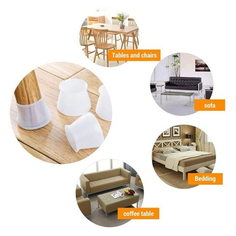 PVC Furniture Legs Protection Cover Table Feet Pad Floor Protector For Chair Leg Floor Protection Anti-slip Table Legs Pad 20PCS