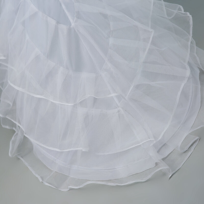 Jupon Crinolineline pour Robe de Mariée, Jupon Sous-Jupe 2 Cerceaux avec Traîne Chaple, Accessoires Blancs et Noirs