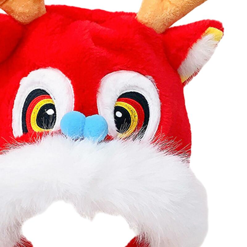 Chinese Dragon Plush Animal Winter Hat, Funny Party Hat with Earflap for Ladies Girls Women Birthday Gift Spring Festival