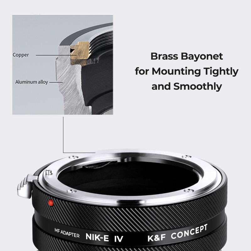 K & F Concept Nik-E Nikon F AI Mount Lens a Sony E FE Mount camera Adapter Ring per Sony A6400 A7M3 A7R3 A7M4 A7R4