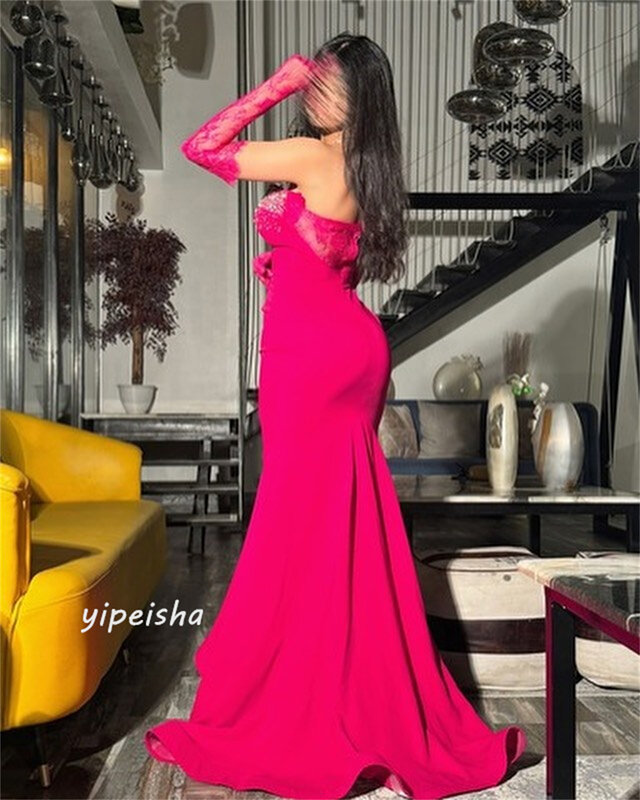 Prom Dress Evening Jersey Sequined Beading Ruched Valentine's Day A-line Strapless Bespoke Occasion Gown Long Dresses