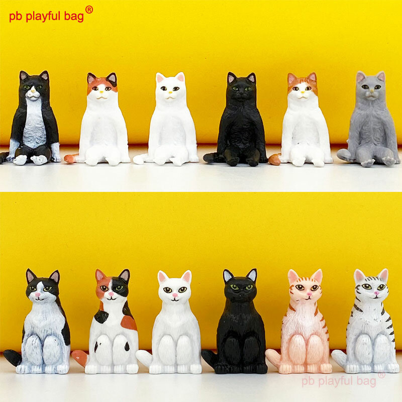 PB Vui Tươi Túi Mô Phỏng Dễ Thương 6 Búp Bê Mèo Ngồi Xổm Và Mô Hình Động Vật Trẻ Em Của Đồ Chơi Quà Tặng Bánh Trang Trí ZG104