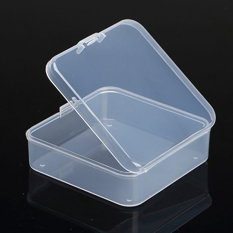Quadratische Mini klare Kunststoff Aufbewahrung behälter Box Fall Kleinigkeiten Organizer Fall mit Deckel für Pillen, Kräuter, winzige Perlen 7,4x7,4x2,5 cm