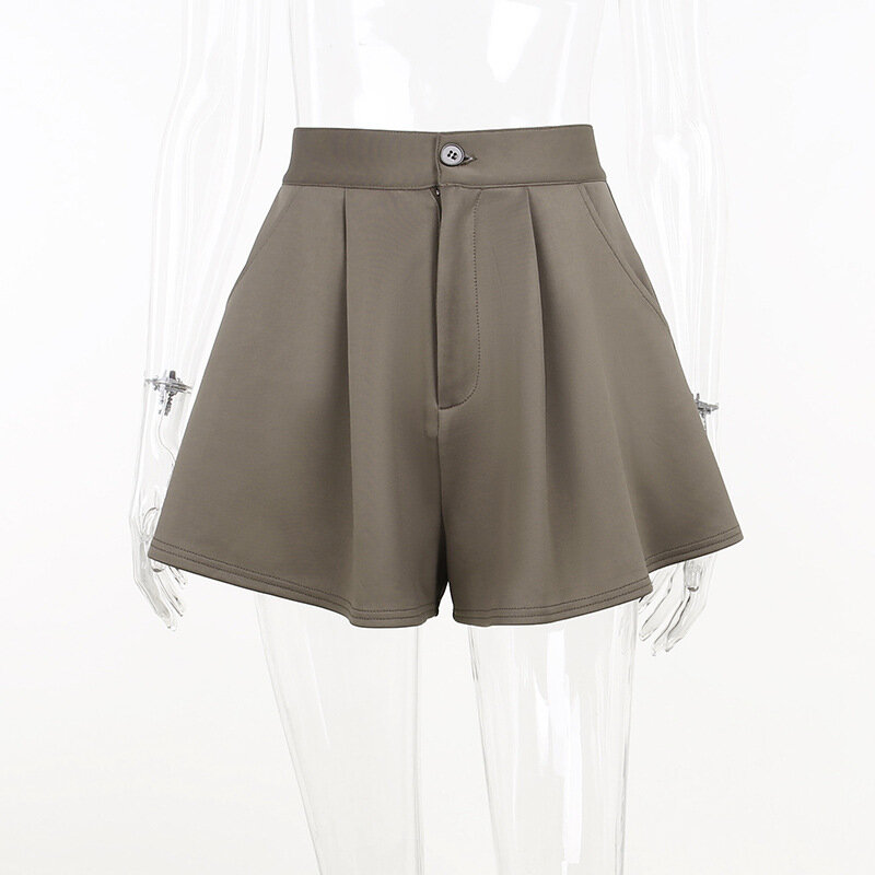 Loose wide leg high waisted shorts, European and American summer temperament, casual commuting, retro leisure