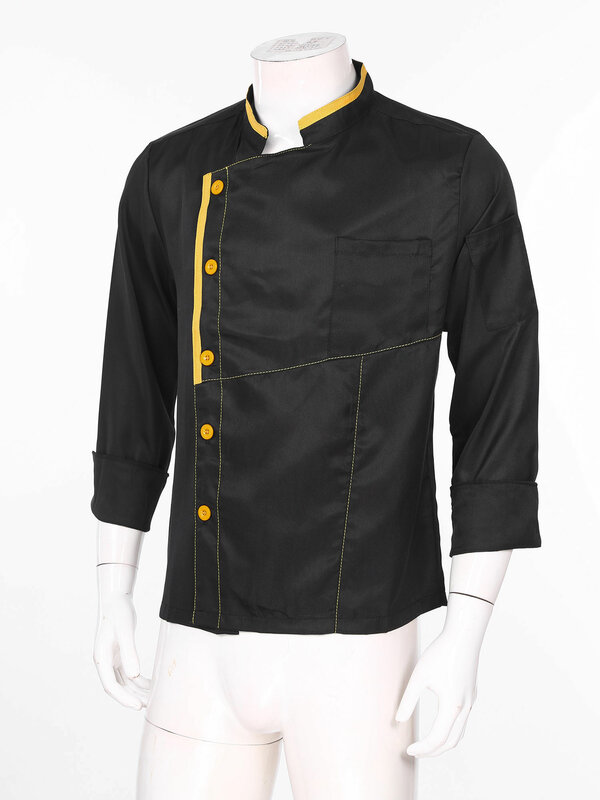 Kaus koki Lengan Panjang Pria Wanita, baju seragam koki restoran toko roti lengan panjang untuk servis makanan memasak