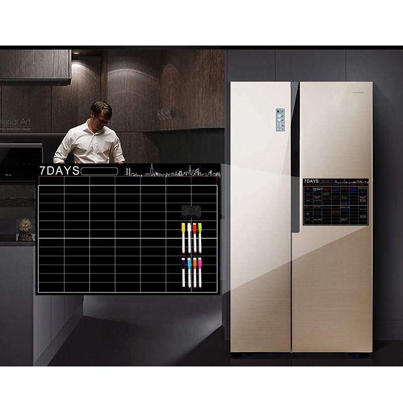Set kalender penghapus kering magnetik 16x12 inci, perencana mingguan Organizer A3 papan putih untuk kulkas kulkas dapur Ho