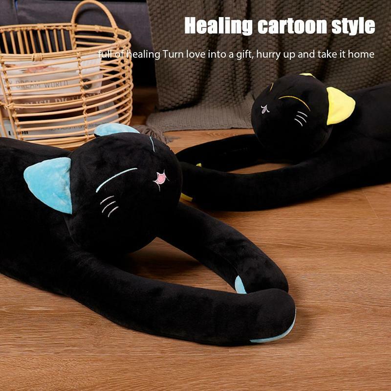 Almohada de peluche con forma de gato para niños, juguete suave con forma de gato, muñecas largas, regalo