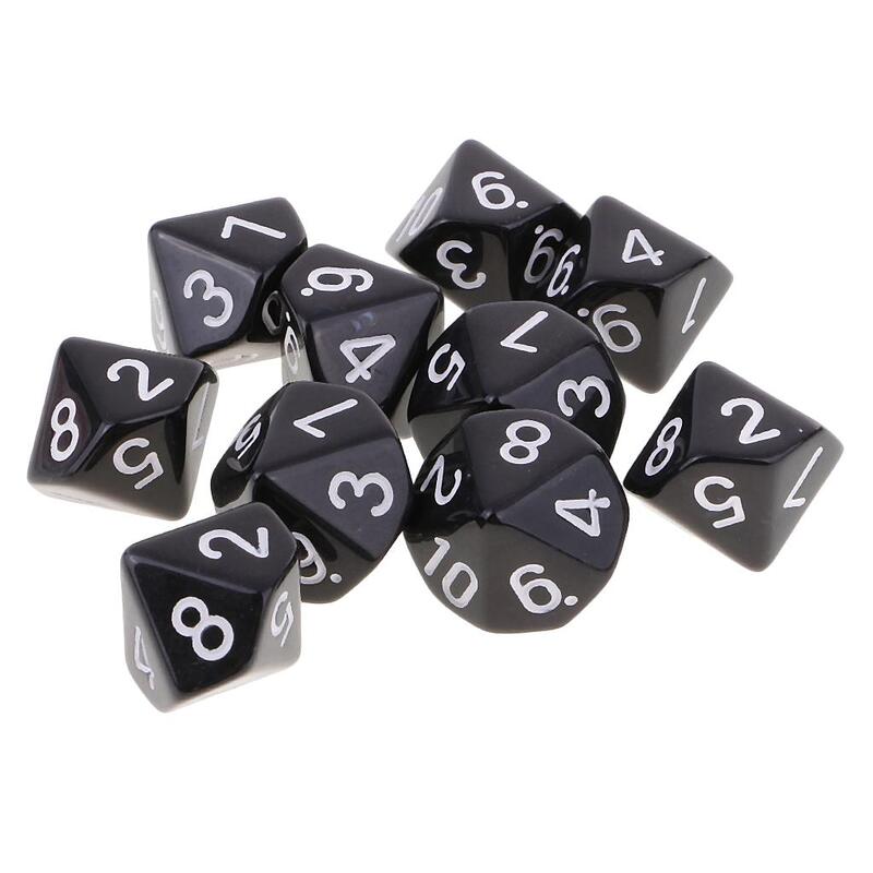 10pcs 10 Sided Dice D10 Polyhedral Dice for Dungeons And Dragons Games