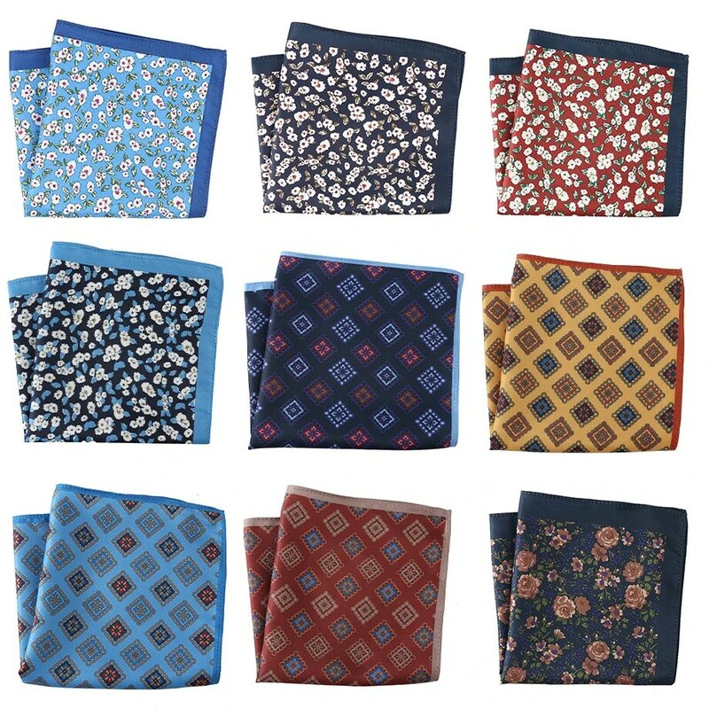 Tailor Smith bolso quadrado impresso padrão lenço para homens, lenço floral, novos desenhos, moda