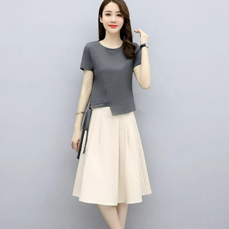 Spring/Summer Heavenly Girl Set 2024 New Korean Fashion and Western Style Age Reducing Top Loose Skirt Two Piece Set